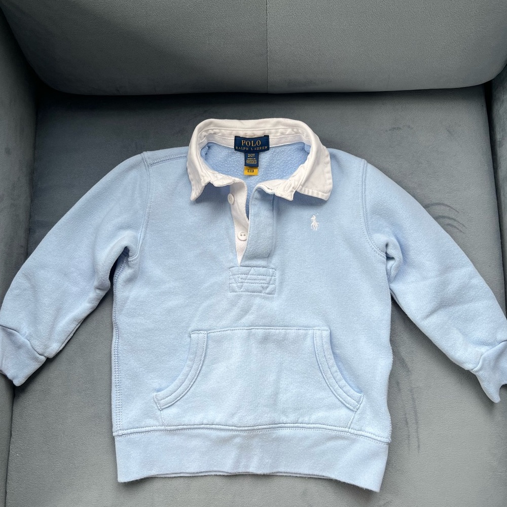 Boys Ralph Lauren blue and white preppy polo sweatshirt 2T